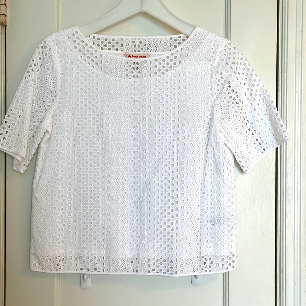Brooks Brothers eyelet white top.